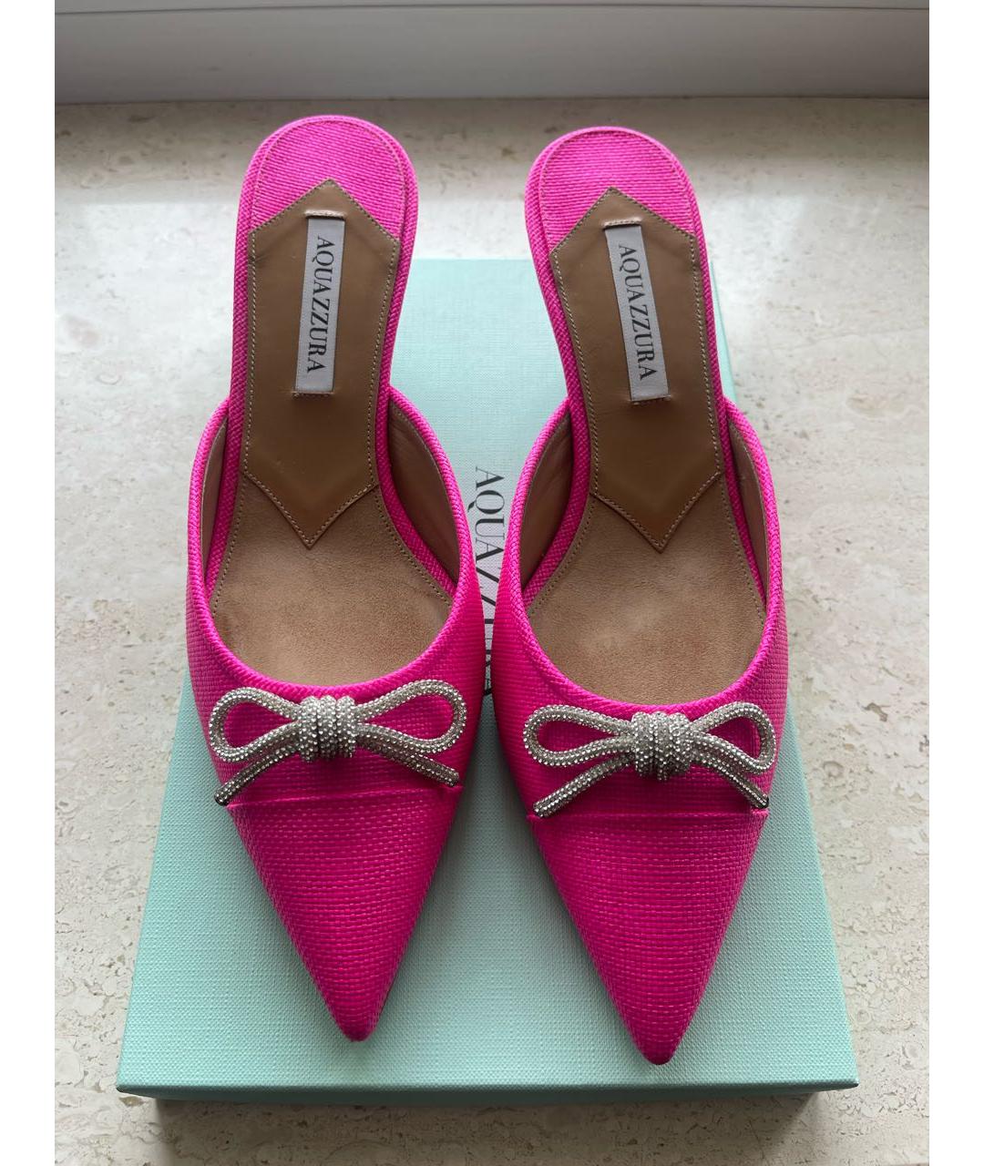 AQUAZZURA Фуксия текстильные мюли, фото 2