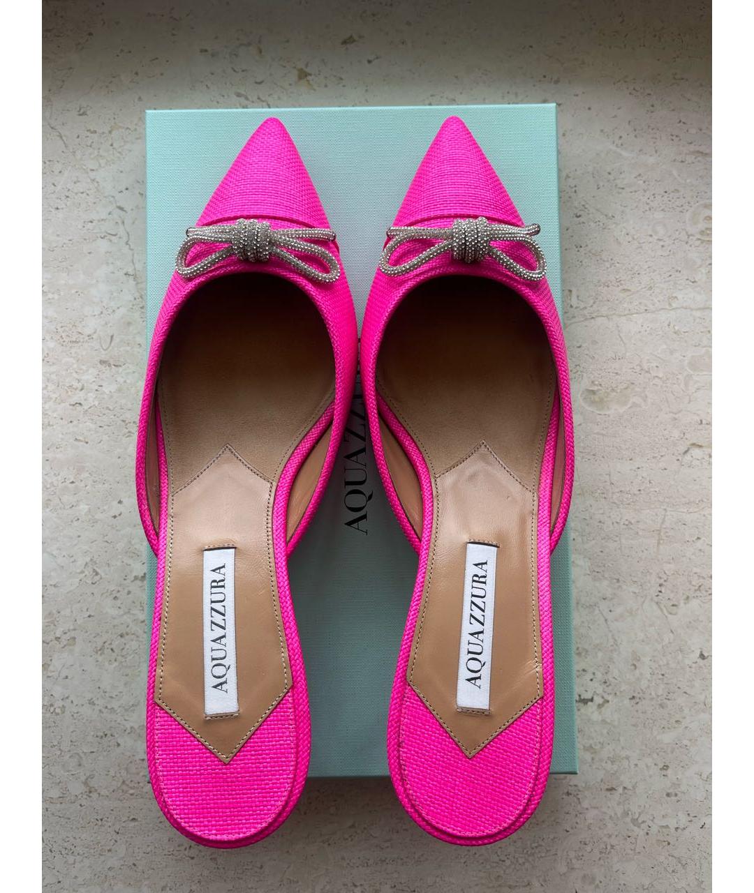 AQUAZZURA Фуксия текстильные мюли, фото 3