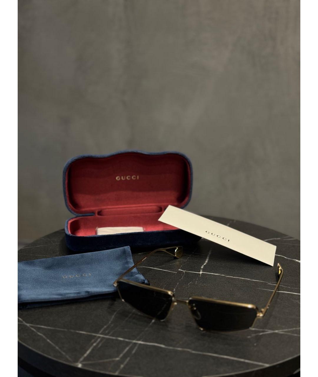 GUCCI Золотые металлические солнцезащитные очки, фото 4