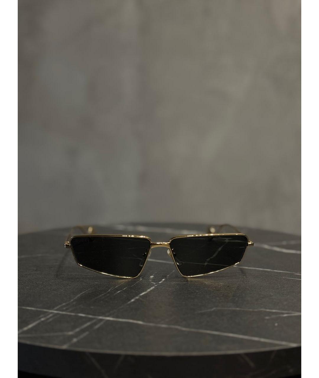 GUCCI Золотые металлические солнцезащитные очки, фото 7