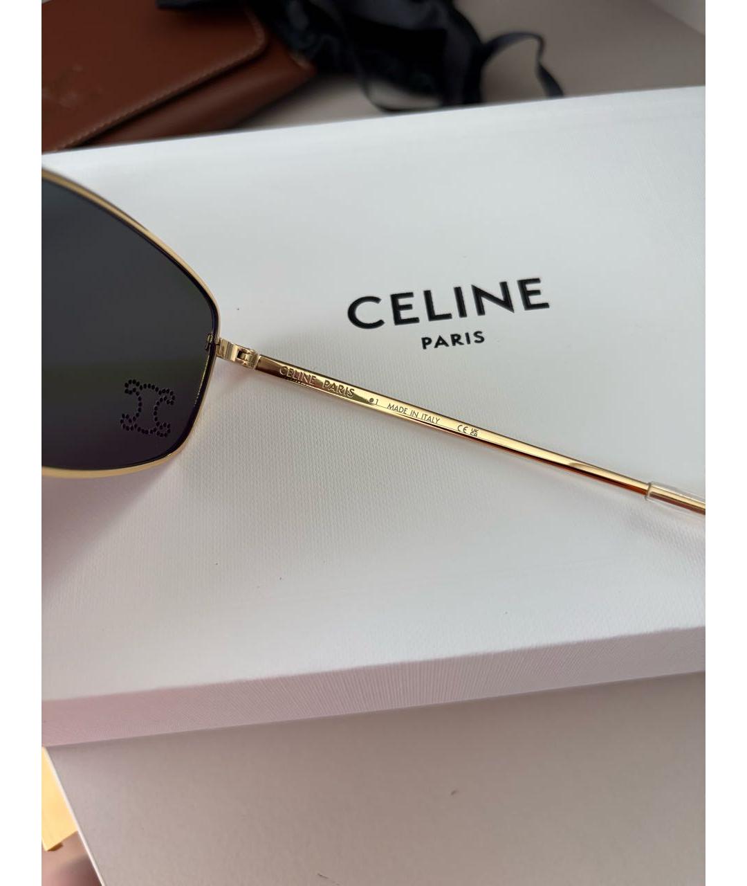 CELINE Золотые металлические солнцезащитные очки, фото 3