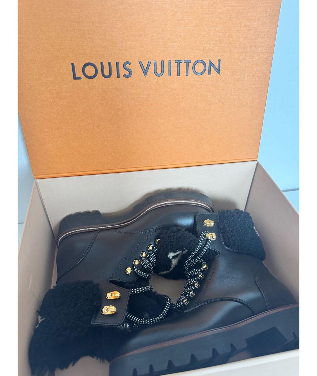 LOUIS VUITTON Черные кожаные ботинки, фото 5