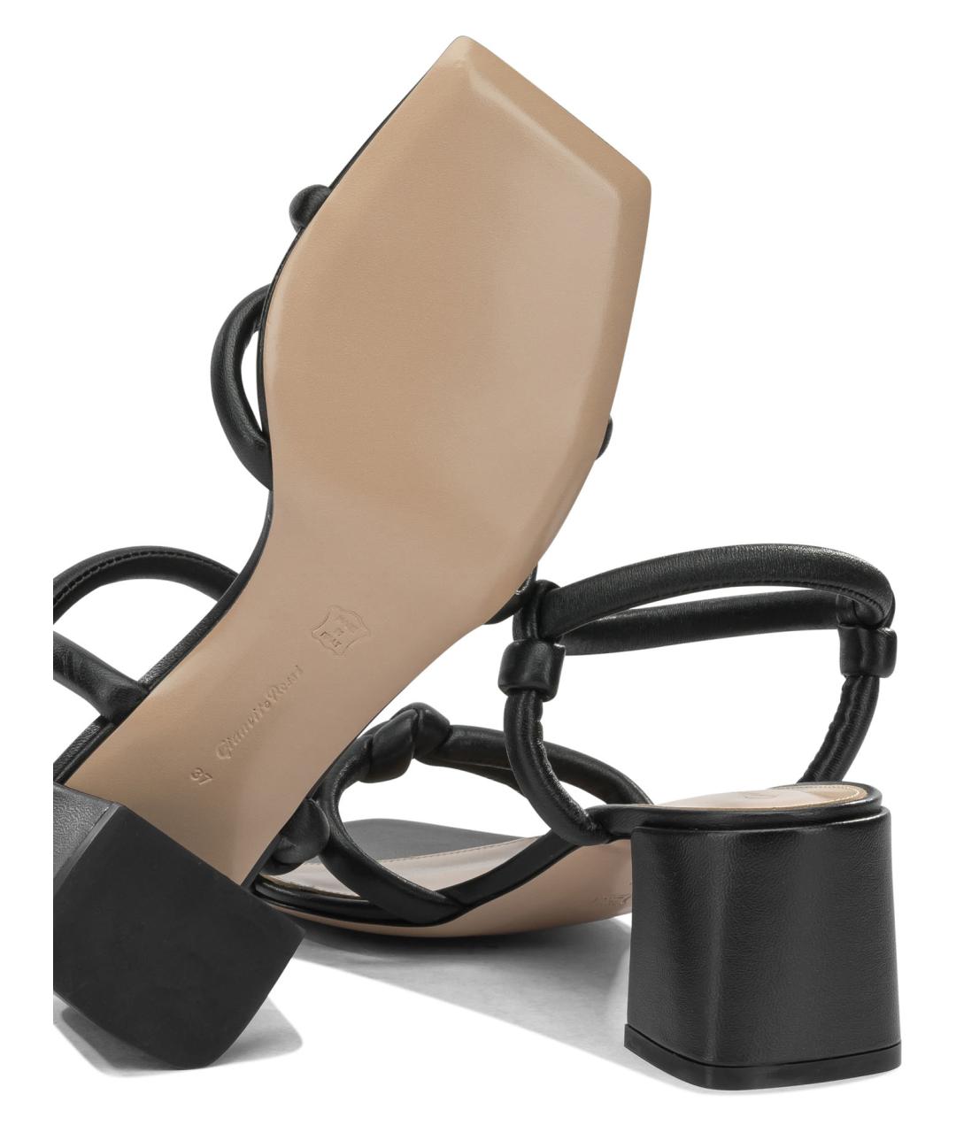 GIANVITO ROSSI Черные кожаные босоножки, фото 5