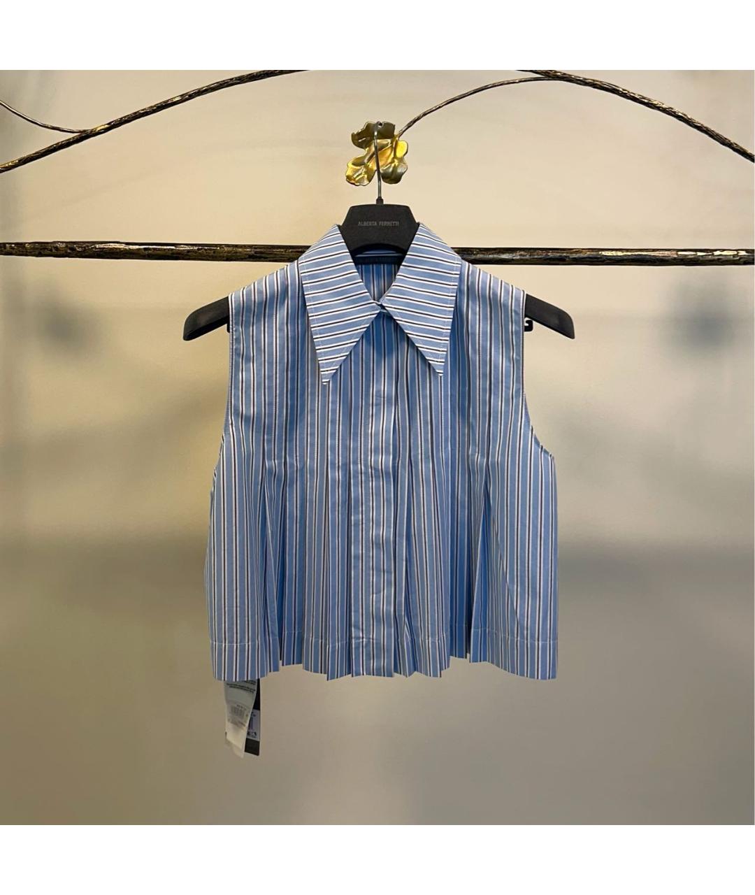 ALBERTA FERRETTI Голубая хлопковая майка, фото 8