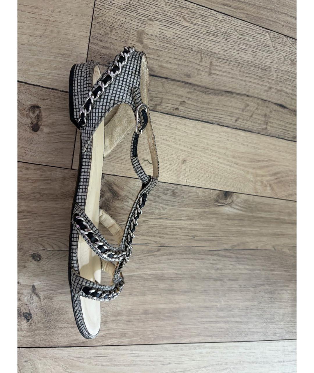 CHANEL Серые кожаные босоножки, фото 8