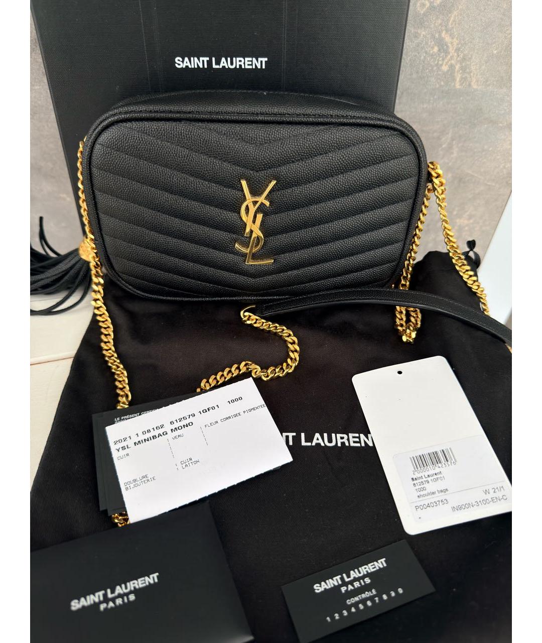 SAINT LAURENT Черная кожаная сумка через плечо, фото 6
