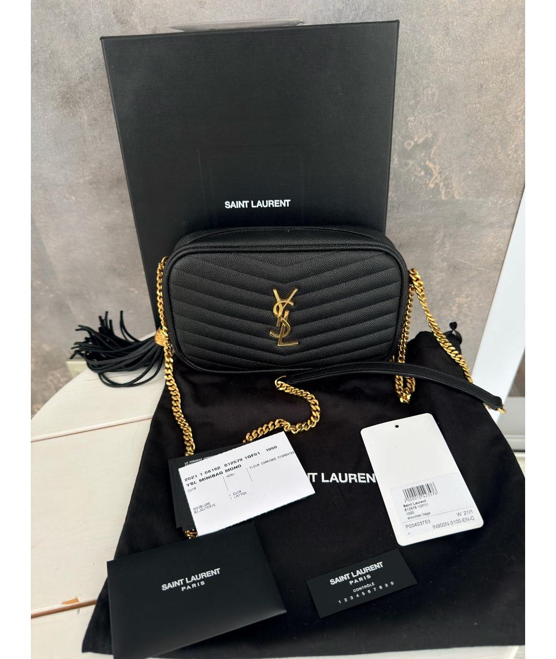 SAINT LAURENT Черная кожаная сумка через плечо, фото 2