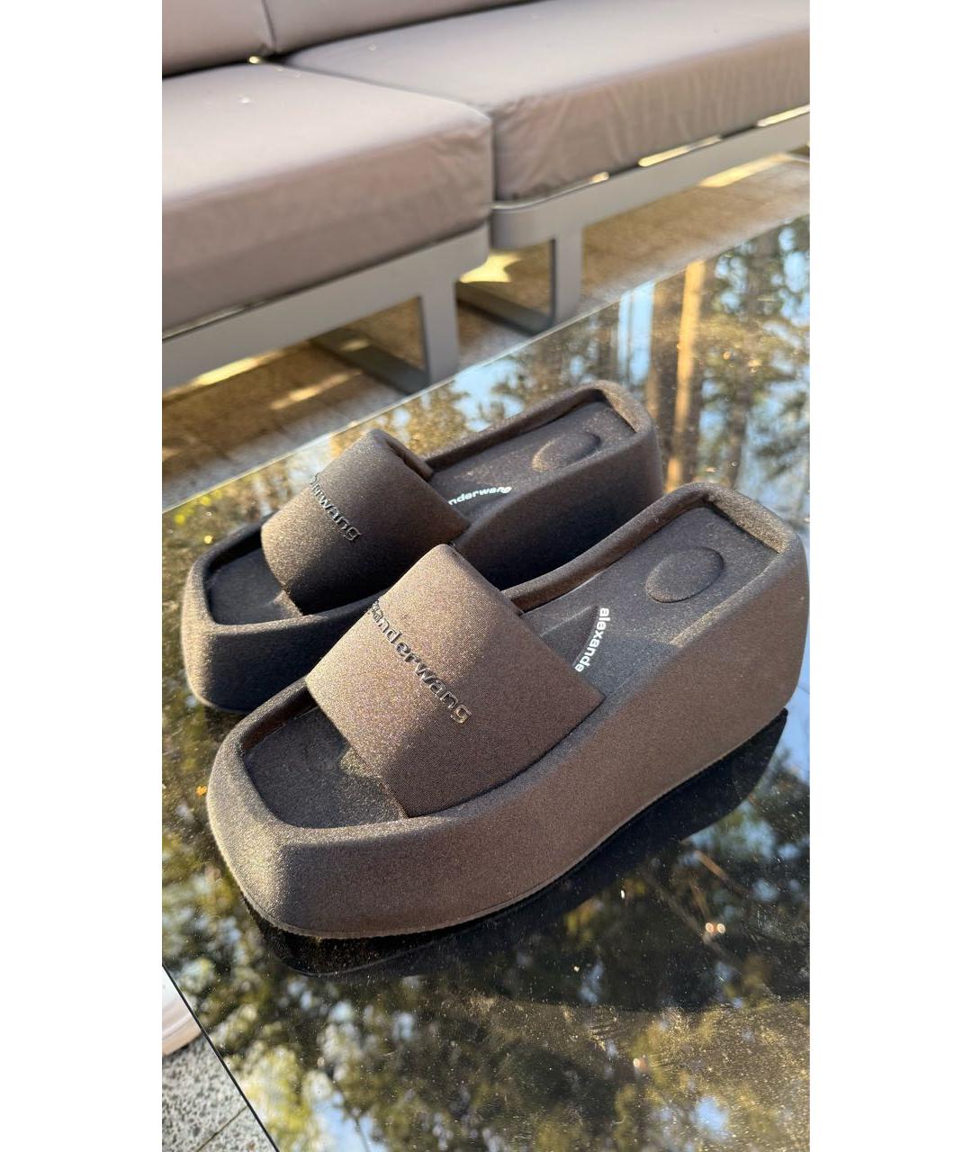 ALEXANDER WANG Черные текстильные сабо, фото 3
