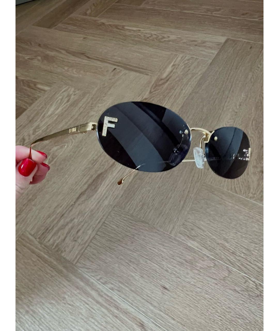 FENDI Голубые металлические солнцезащитные очки, фото 2