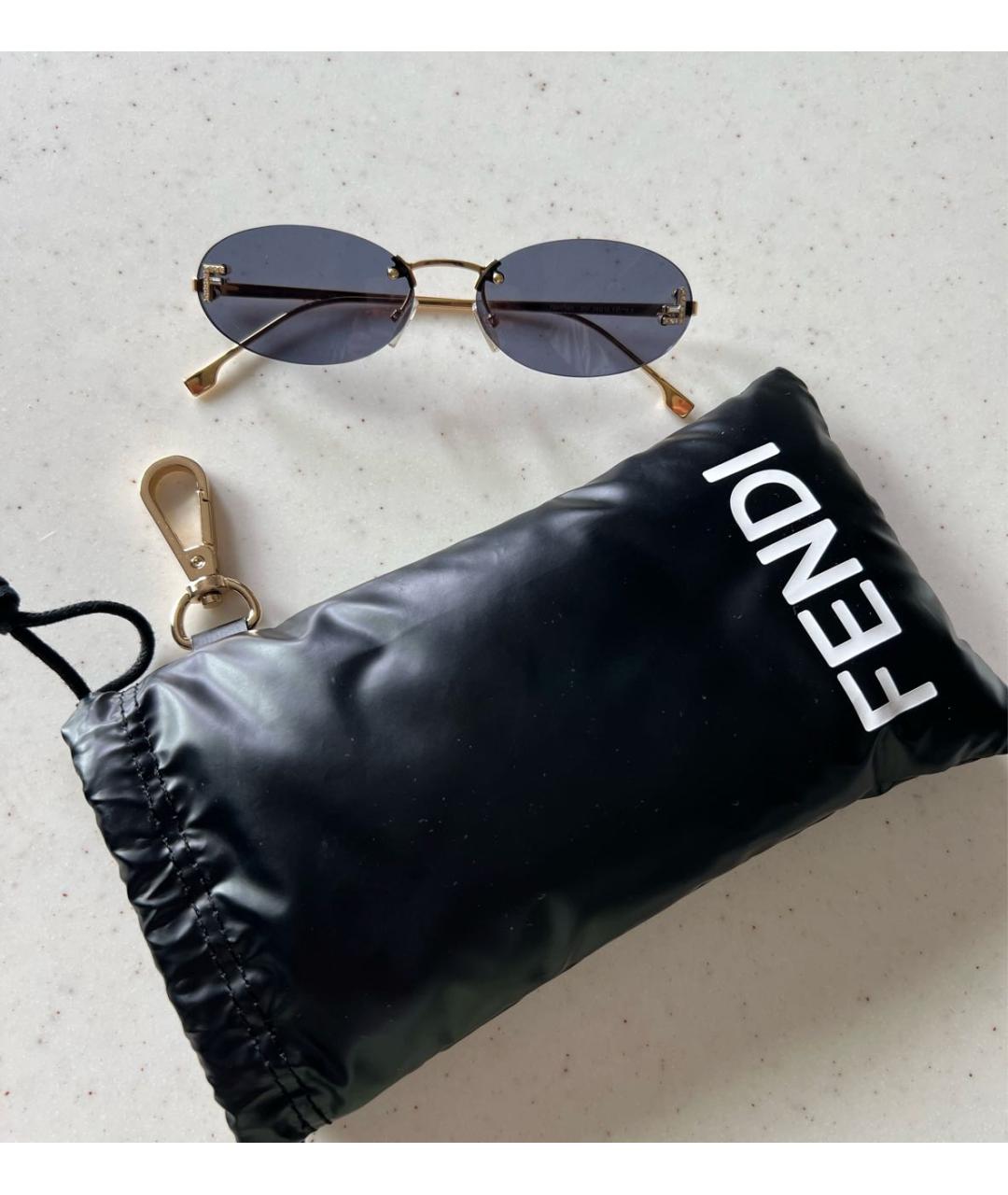 FENDI Голубые металлические солнцезащитные очки, фото 3