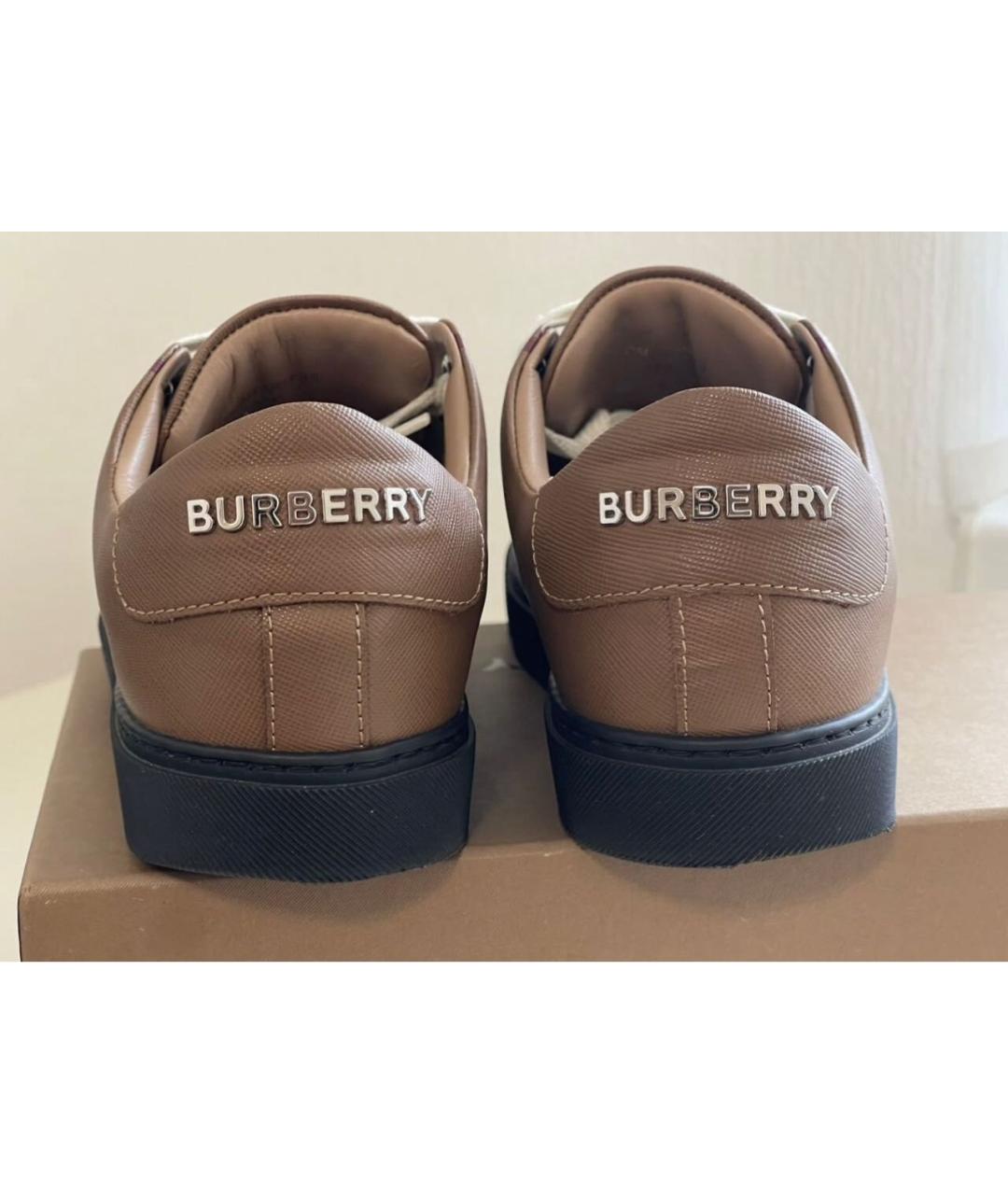 BURBERRY Коричневые кожаные кеды, фото 4