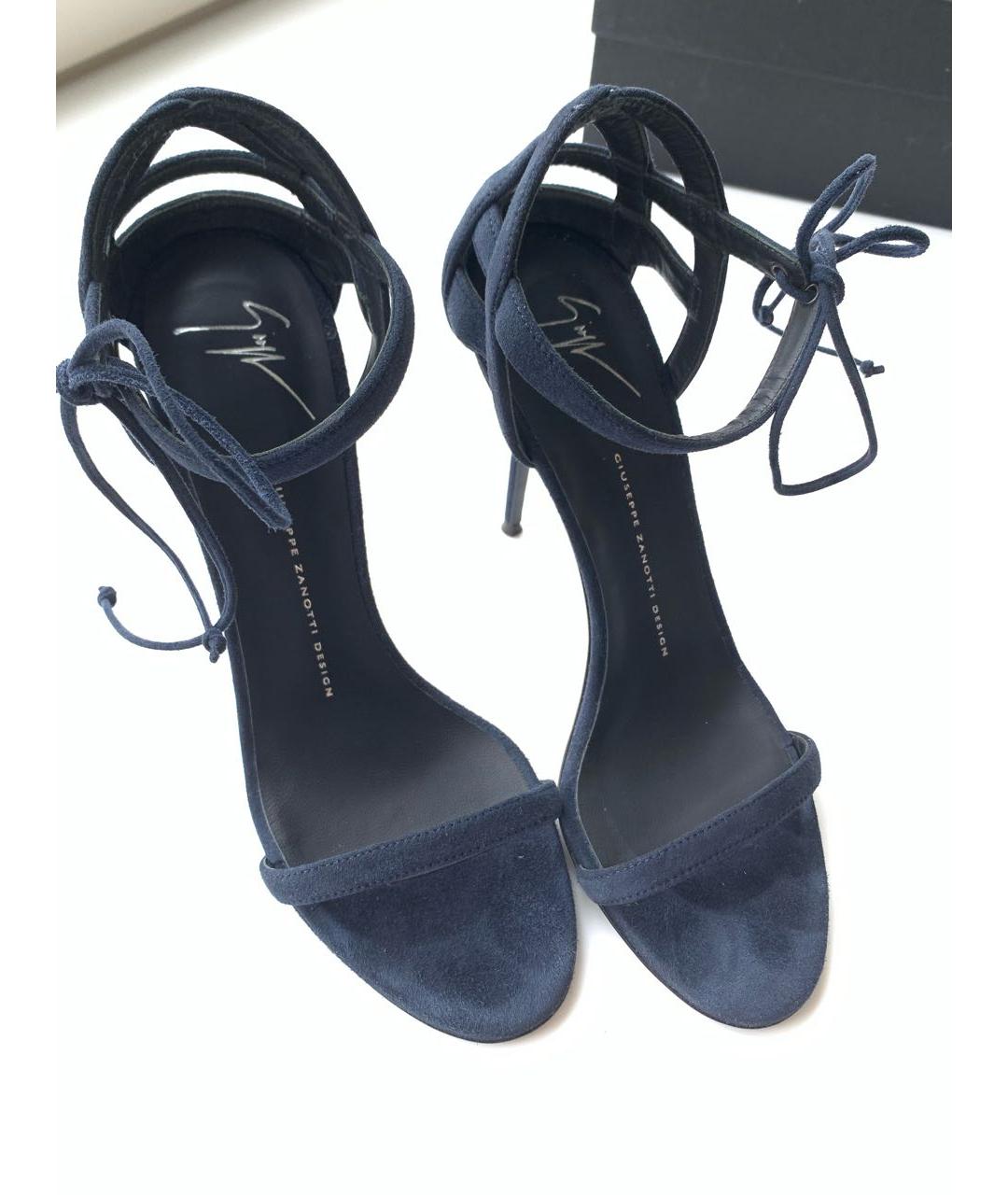 GIUSEPPE ZANOTTI DESIGN Темно-синие замшевые босоножки, фото 8