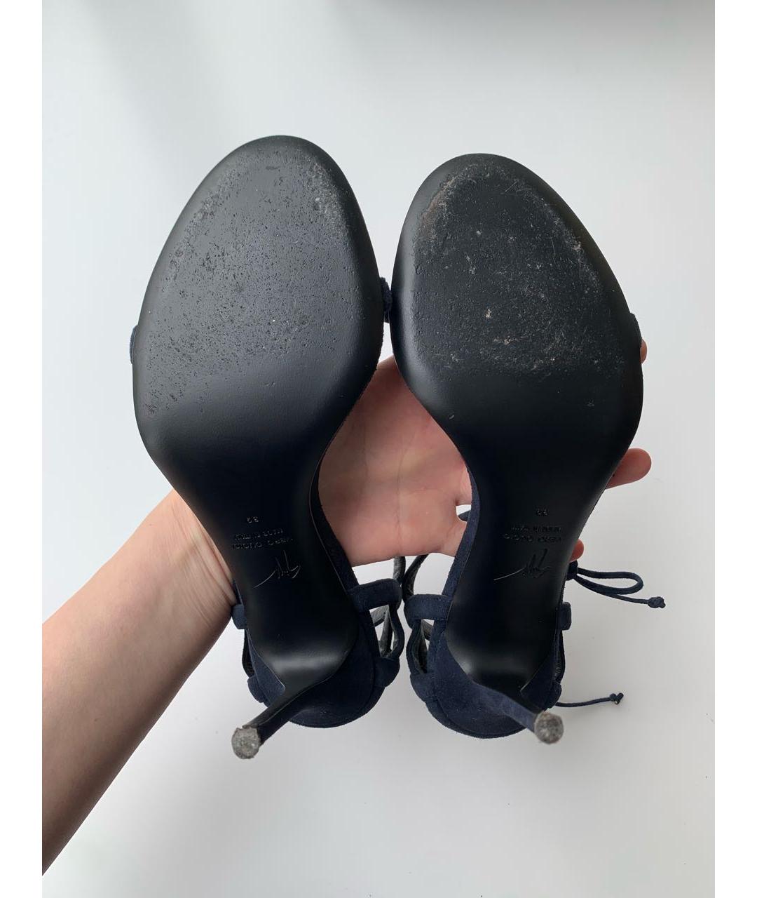 GIUSEPPE ZANOTTI DESIGN Темно-синие замшевые босоножки, фото 5