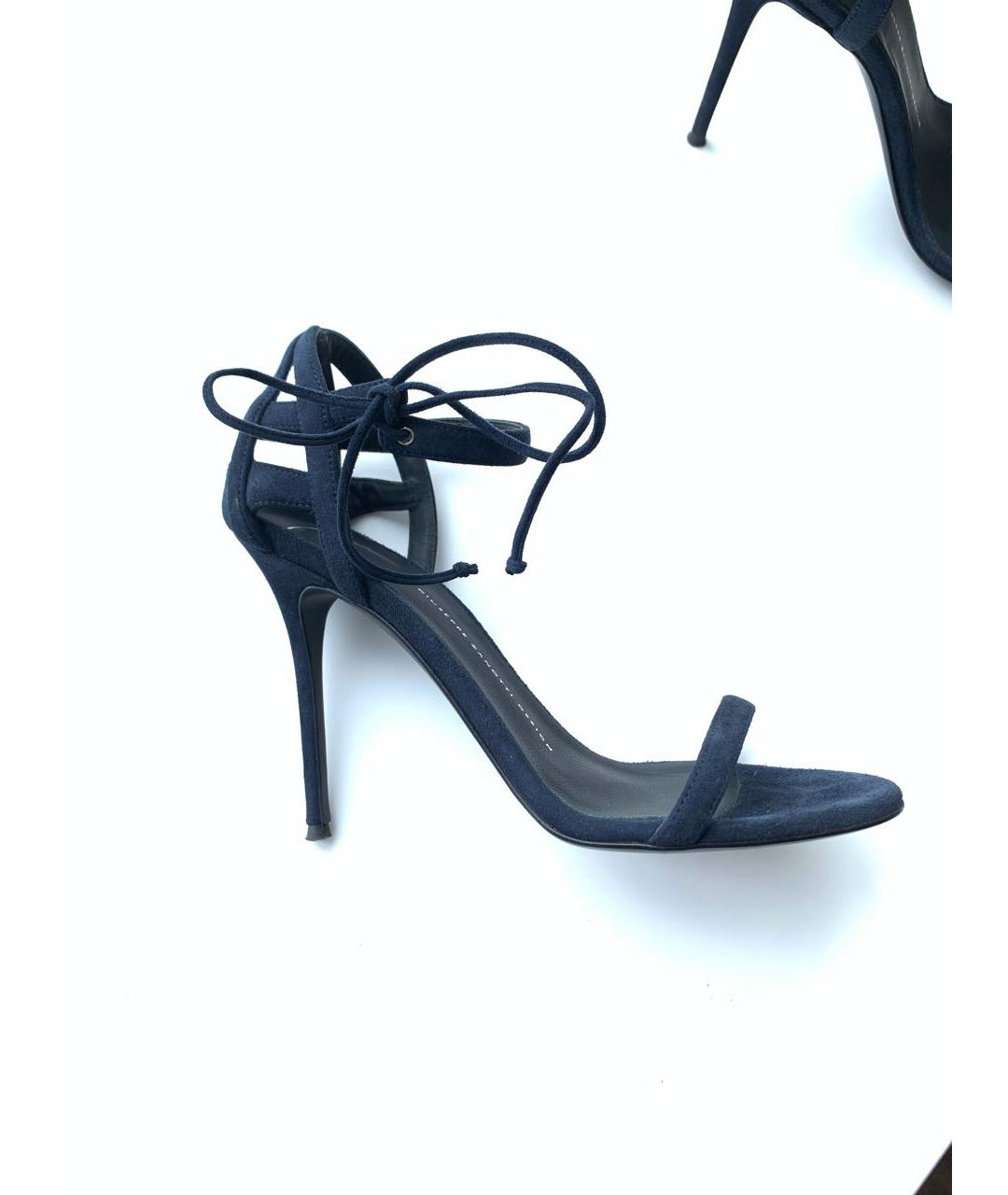 GIUSEPPE ZANOTTI DESIGN Темно-синие замшевые босоножки, фото 9