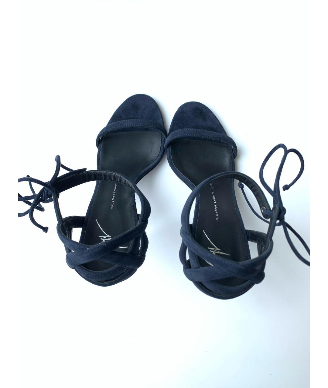 GIUSEPPE ZANOTTI DESIGN Темно-синие замшевые босоножки, фото 3