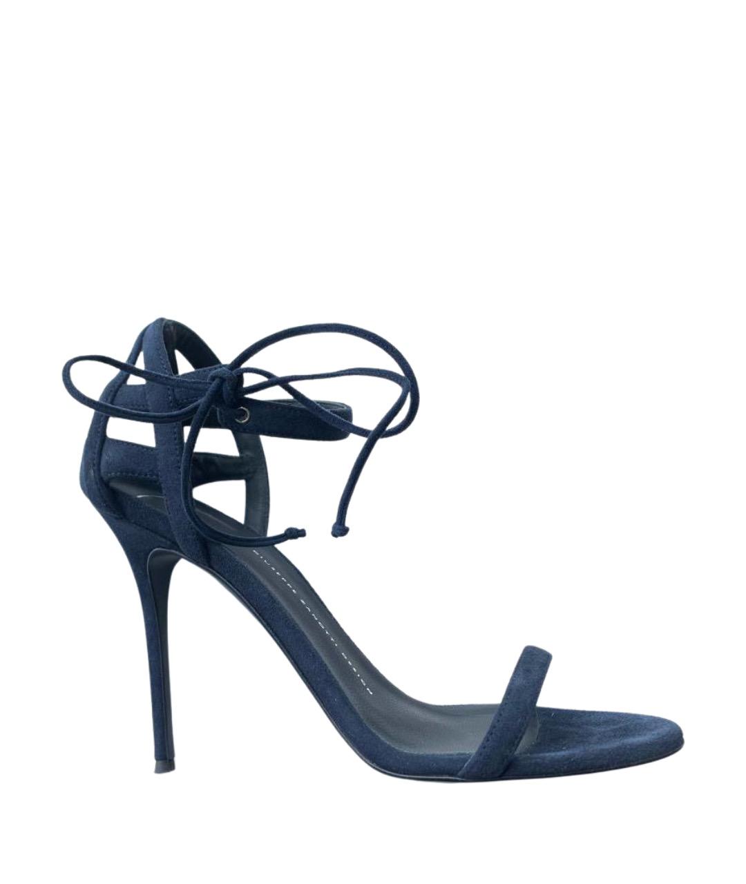 GIUSEPPE ZANOTTI DESIGN Темно-синие замшевые босоножки, фото 1