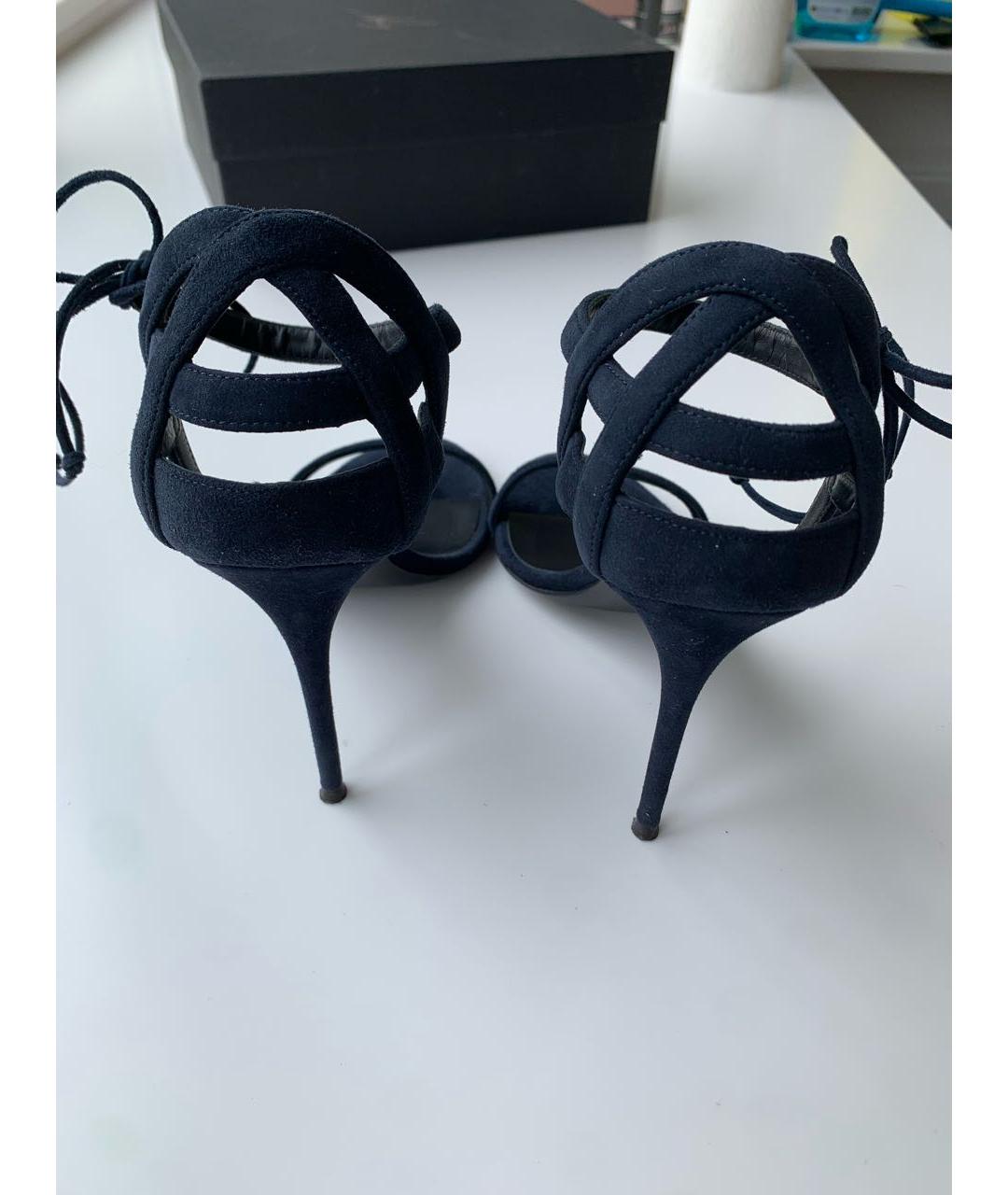 GIUSEPPE ZANOTTI DESIGN Темно-синие замшевые босоножки, фото 4