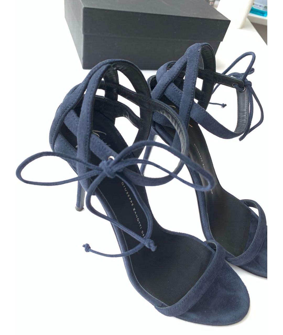 GIUSEPPE ZANOTTI DESIGN Темно-синие замшевые босоножки, фото 7