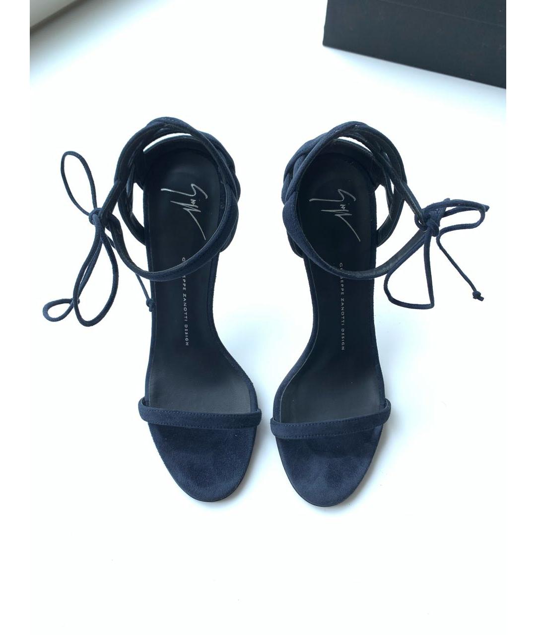 GIUSEPPE ZANOTTI DESIGN Темно-синие замшевые босоножки, фото 2