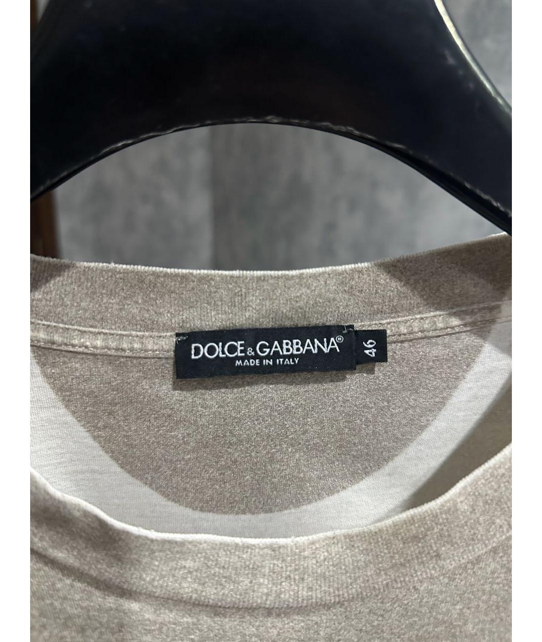 DOLCE&GABBANA Бежевая хлопковая футболка, фото 7