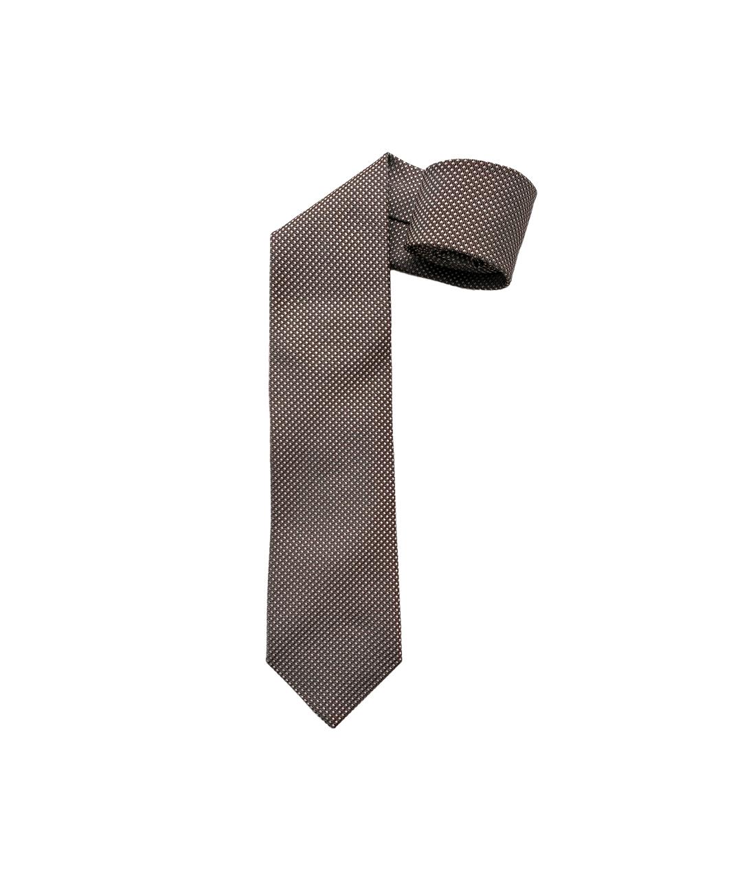 ERMENEGILDO ZEGNA XXX Коричневый шелковый галстук, фото 3