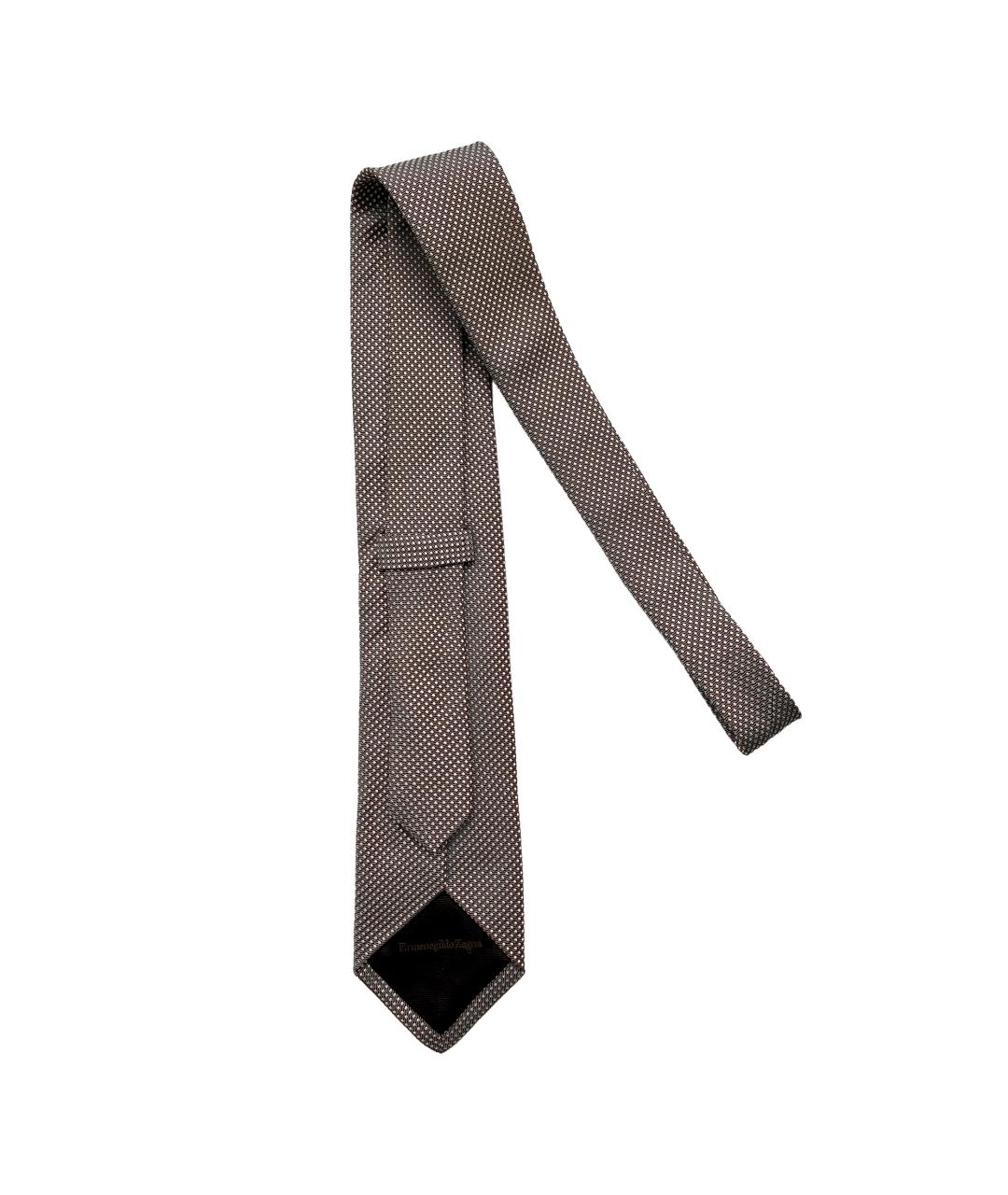 ERMENEGILDO ZEGNA XXX Коричневый шелковый галстук, фото 4