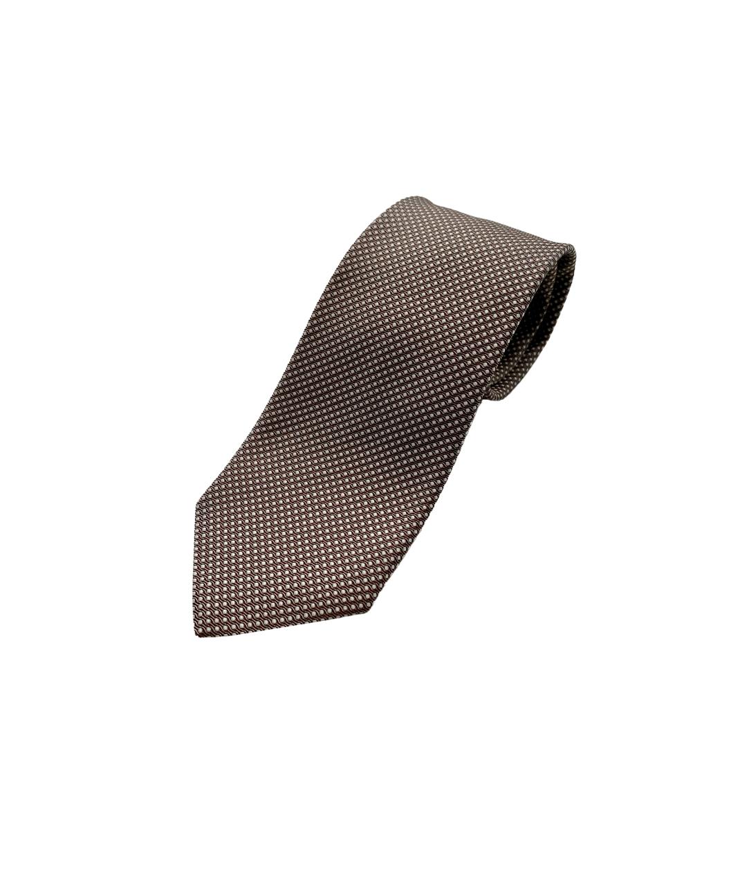 ERMENEGILDO ZEGNA XXX Коричневый шелковый галстук, фото 2