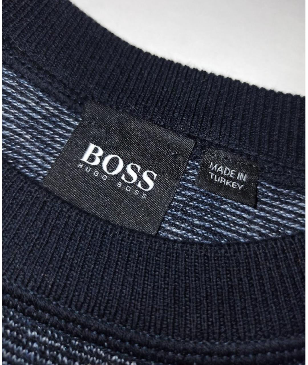 HUGO BOSS Темно-синий хлопковый джемпер / свитер, фото 4