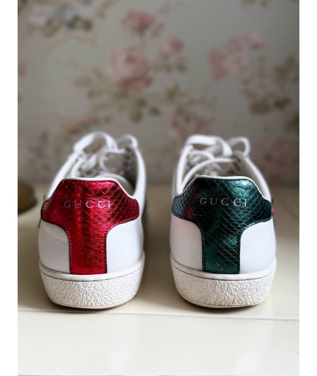 GUCCI Белые кожаные кеды, фото 3