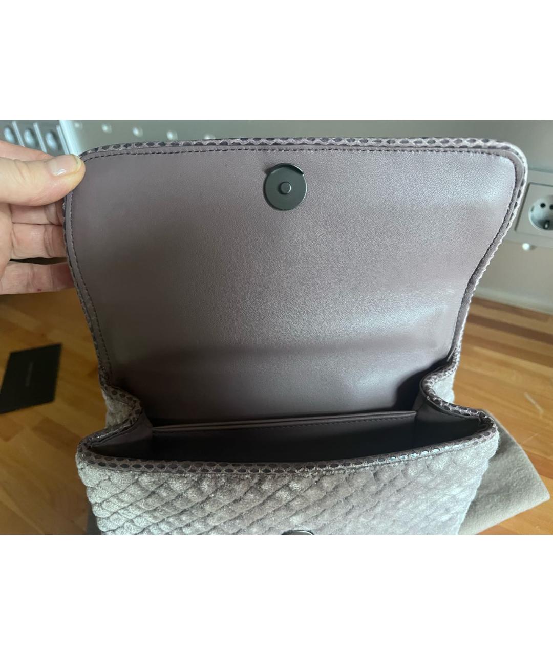 BOTTEGA VENETA Серая бархатная сумка через плечо, фото 4