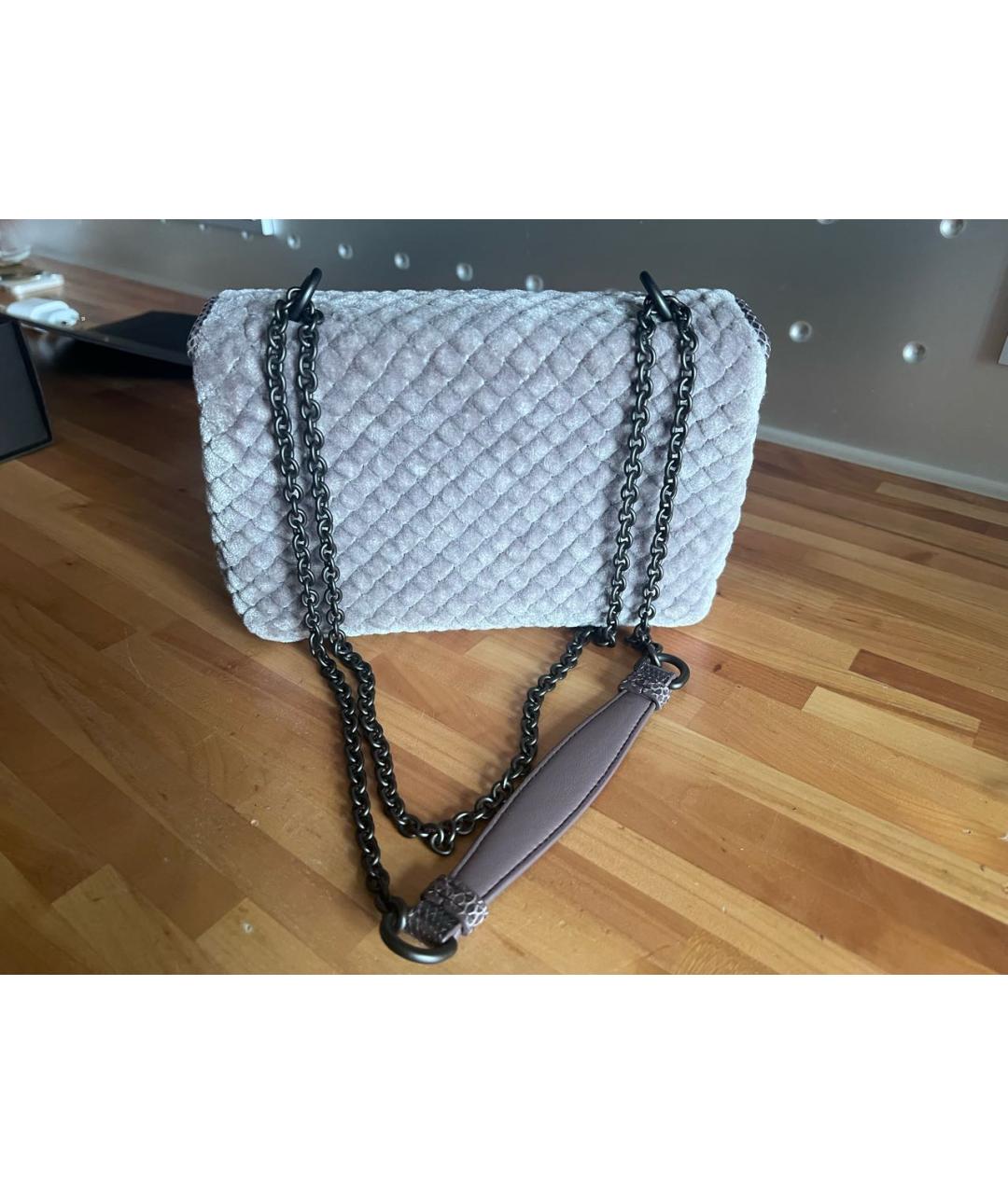 BOTTEGA VENETA Серая бархатная сумка через плечо, фото 3