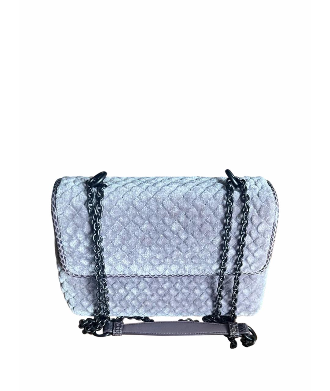 BOTTEGA VENETA Серая бархатная сумка через плечо, фото 1