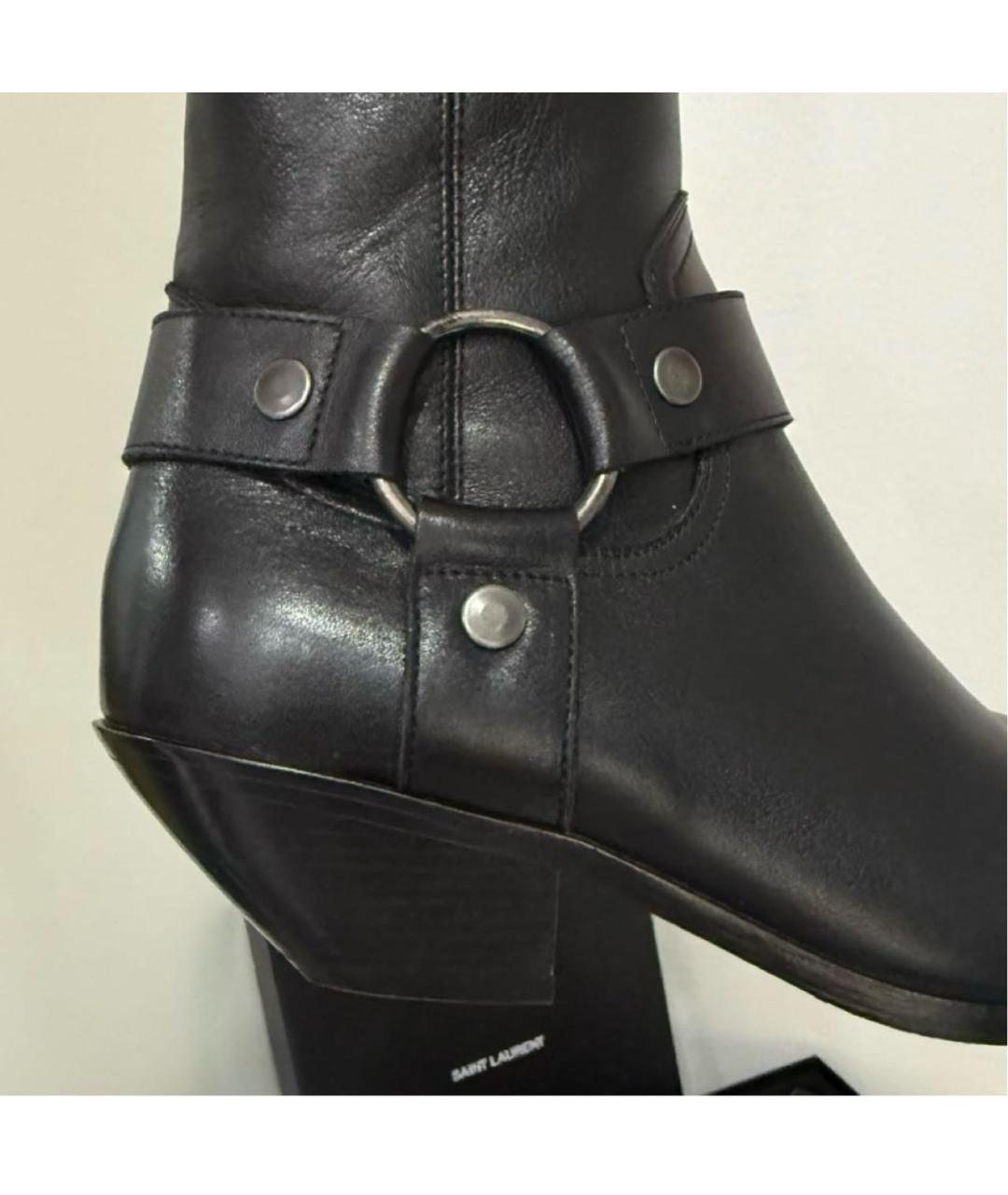SAINT LAURENT Черные кожаные полусапоги, фото 6