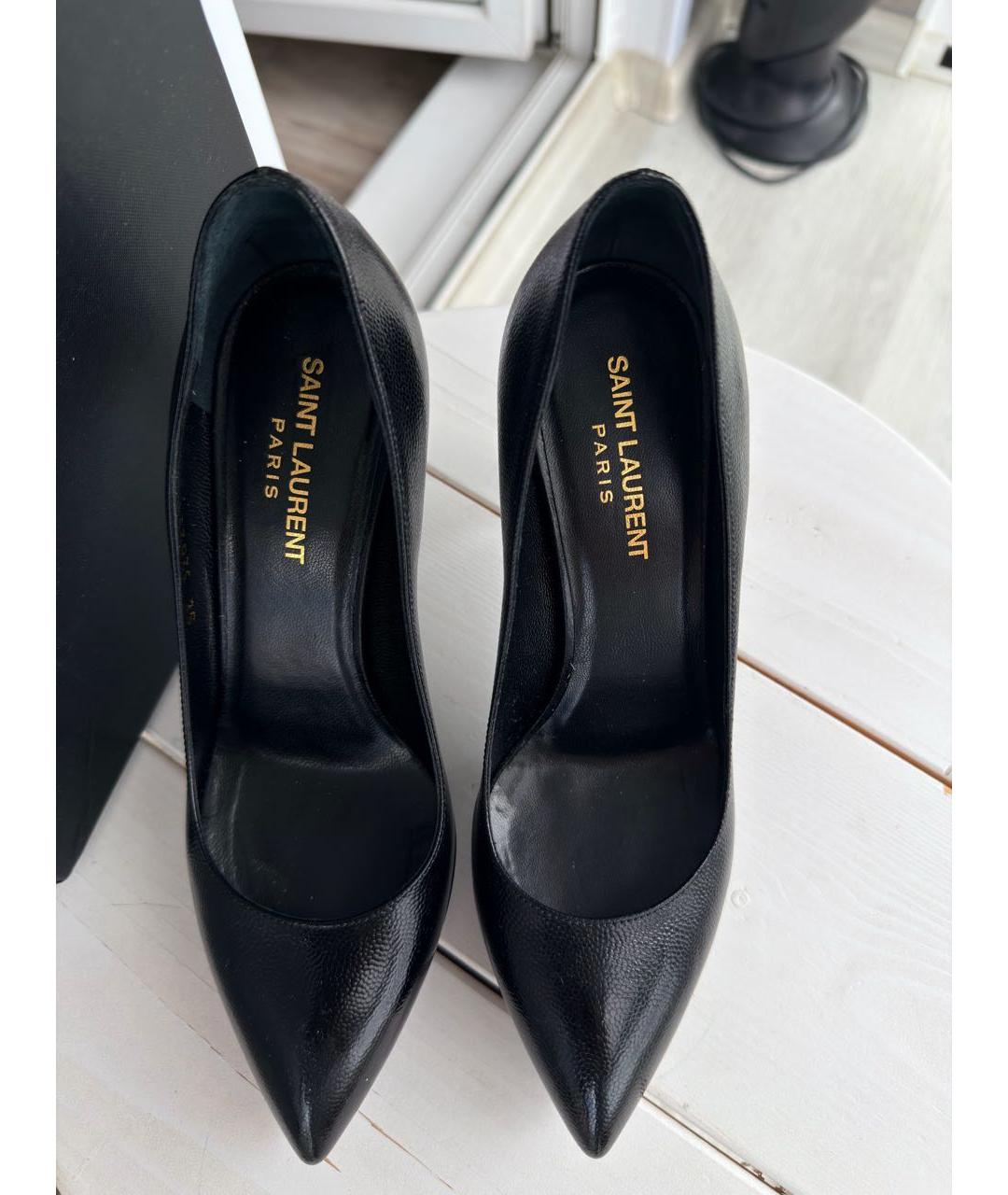 SAINT LAURENT Черные кожаные туфли, фото 4