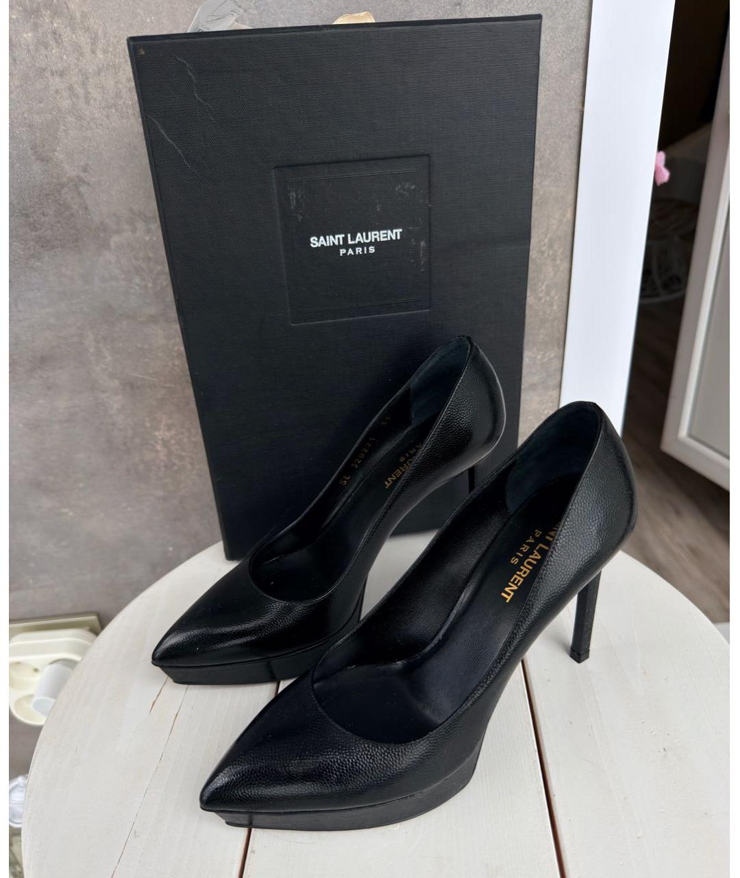 SAINT LAURENT Черные кожаные туфли, фото 8