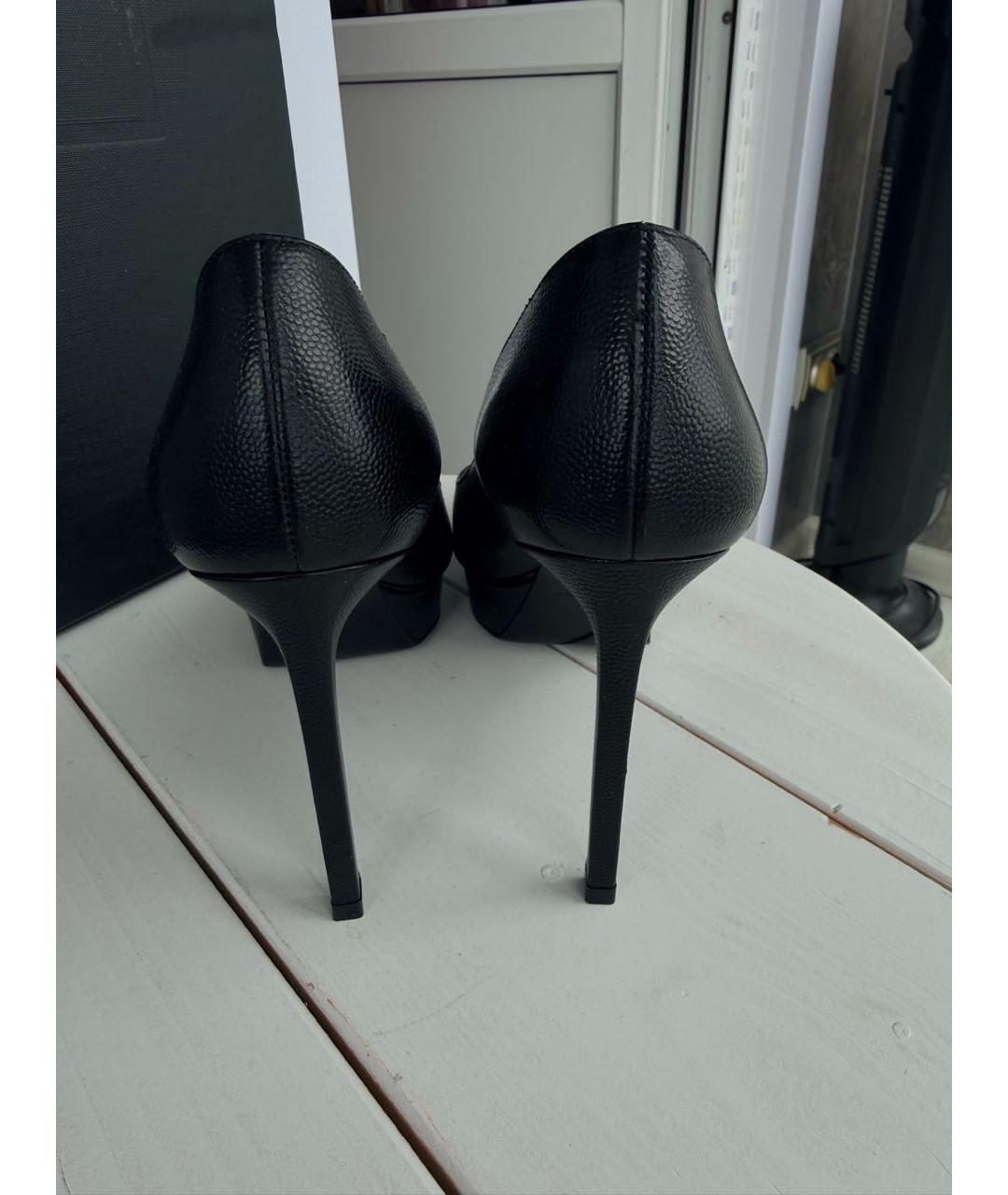 SAINT LAURENT Черные кожаные туфли, фото 3
