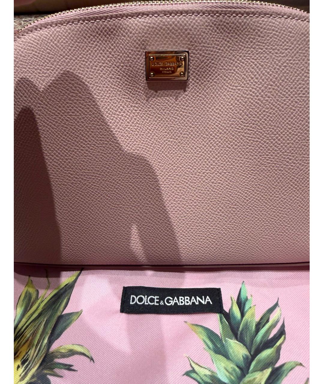 DOLCE&GABBANA Розовая кожаная косметичка, фото 2