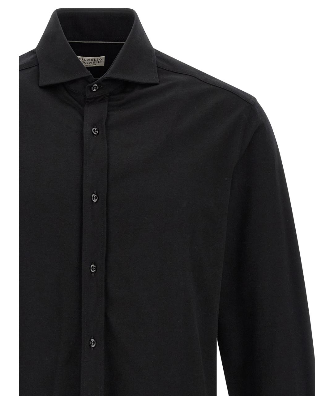 BRUNELLO CUCINELLI Черная хлопковая классическая рубашка, фото 3