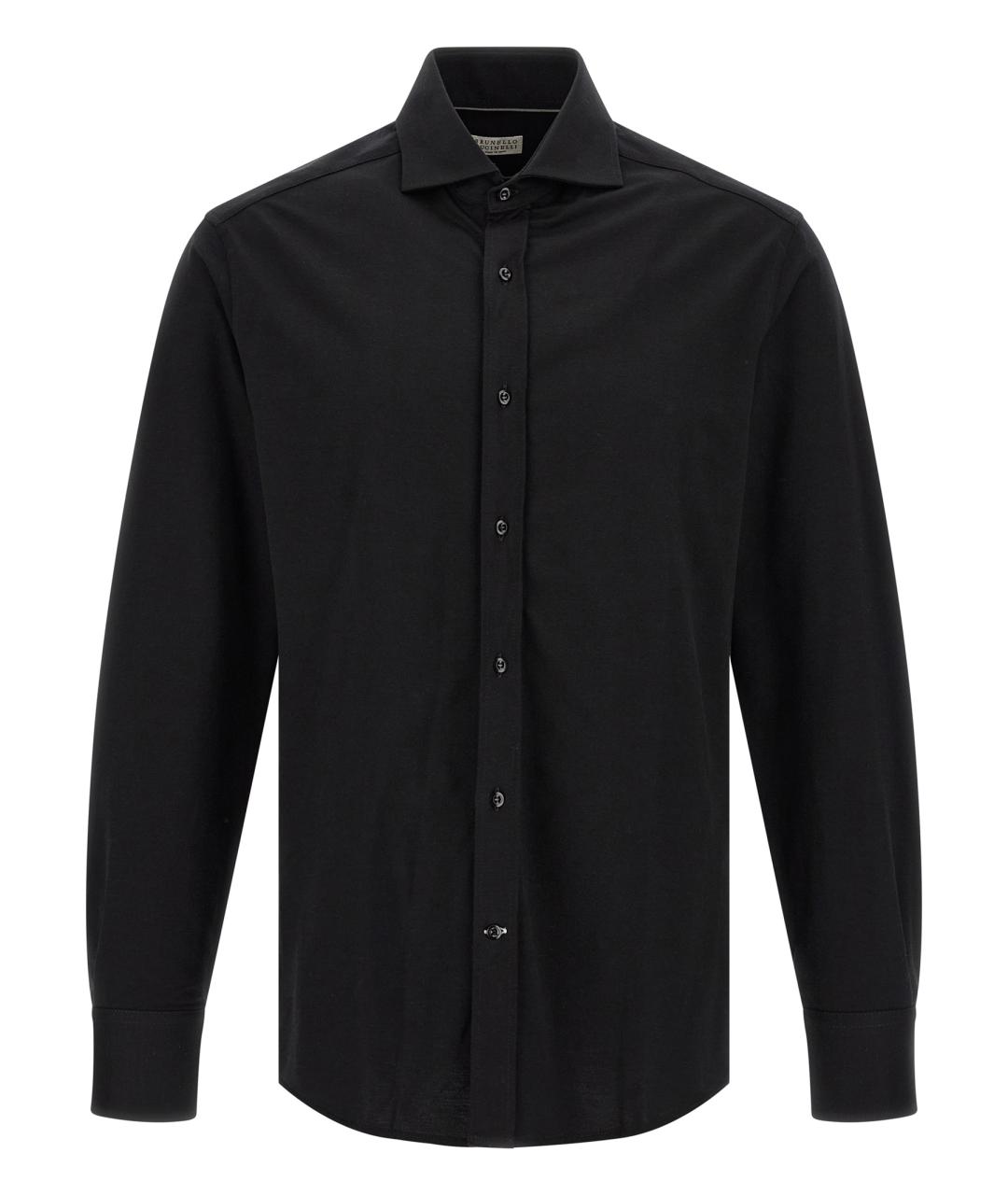 BRUNELLO CUCINELLI Черная хлопковая классическая рубашка, фото 1
