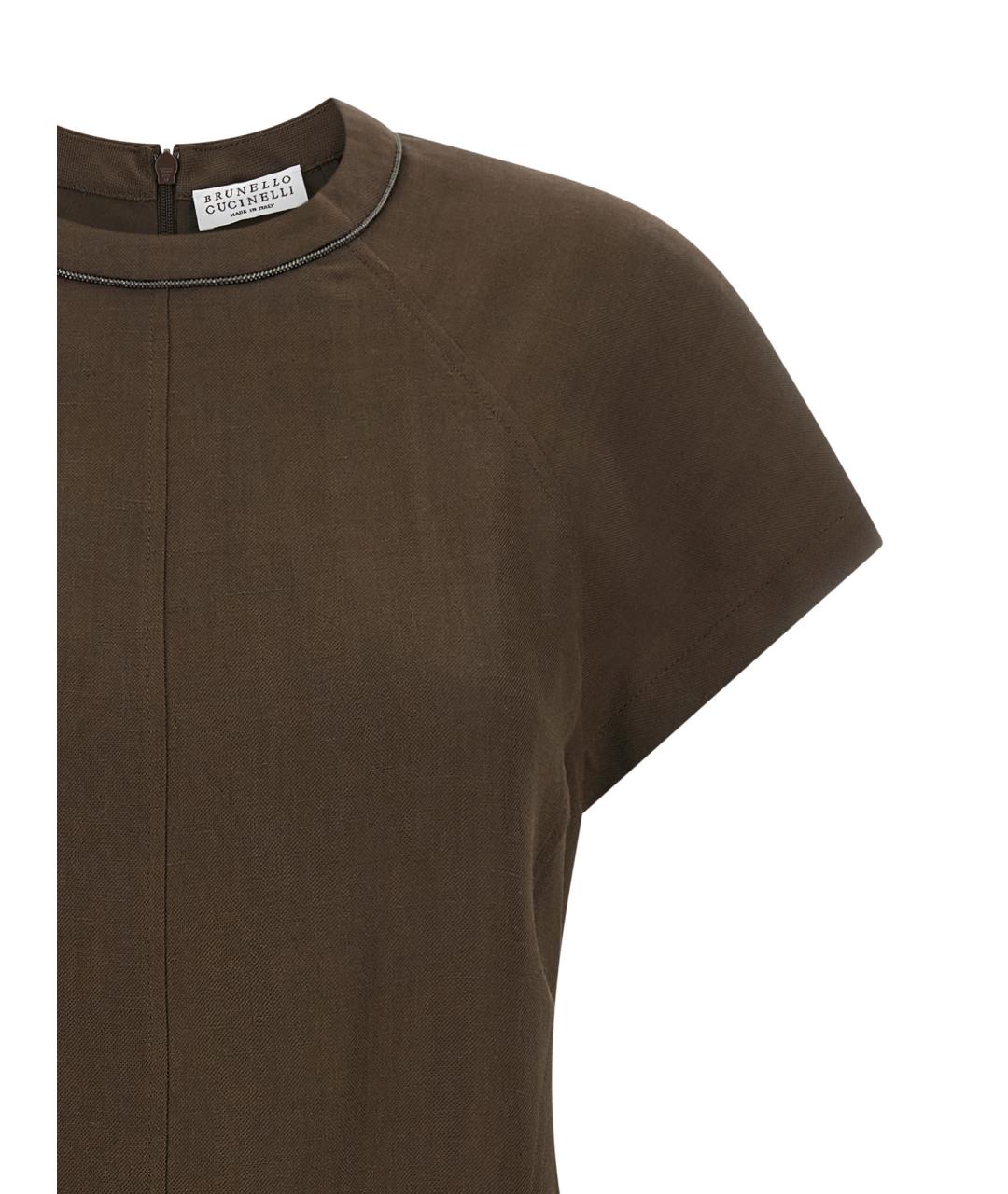 BRUNELLO CUCINELLI Коричневое вискозное повседневное платье, фото 3