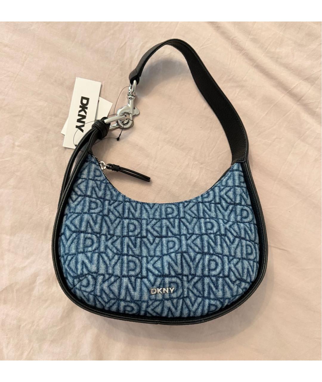 DKNY Синяя деним сумка с короткими ручками, фото 5