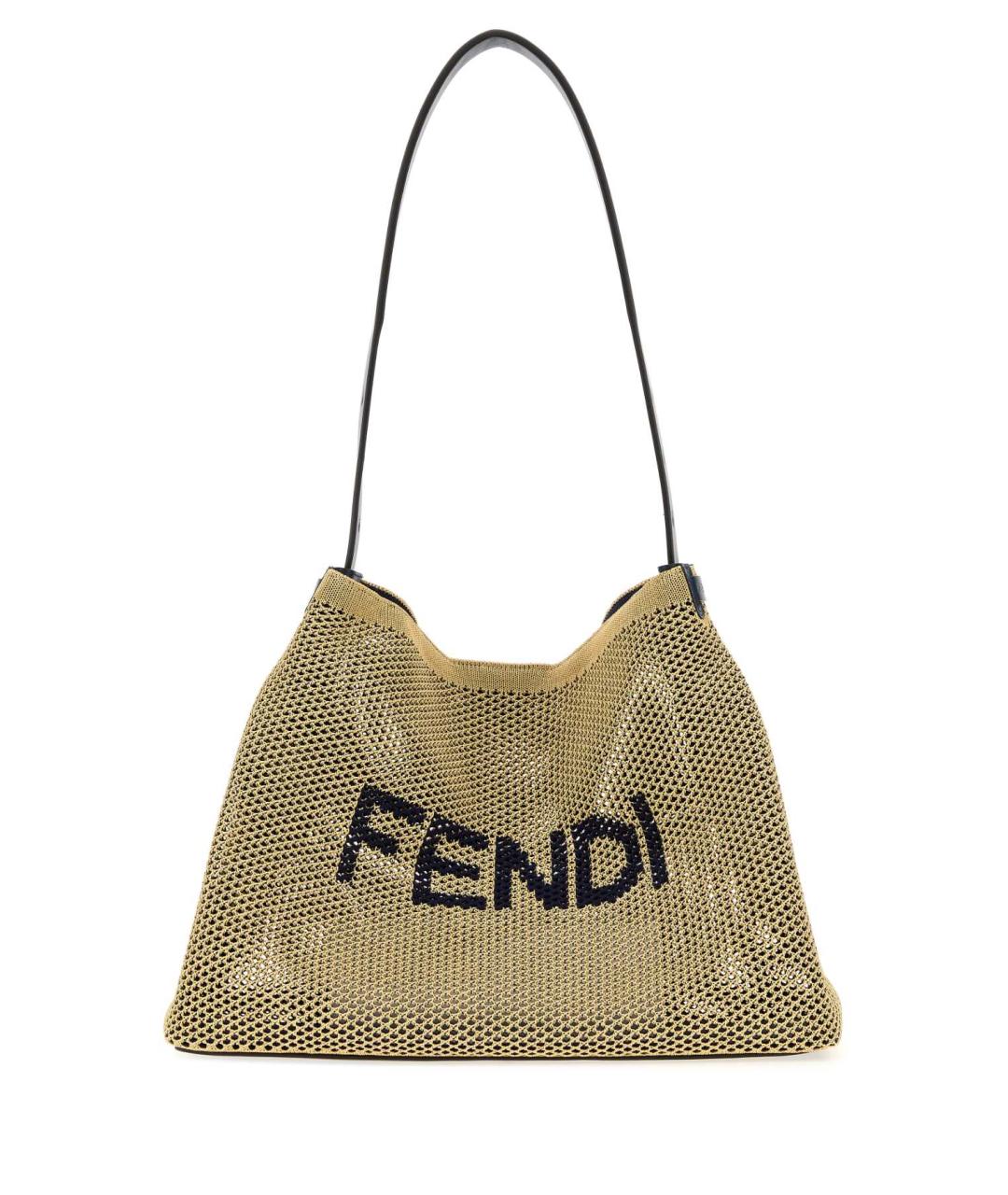 FENDI Бежевая плетеная сумка на плечо, фото 1