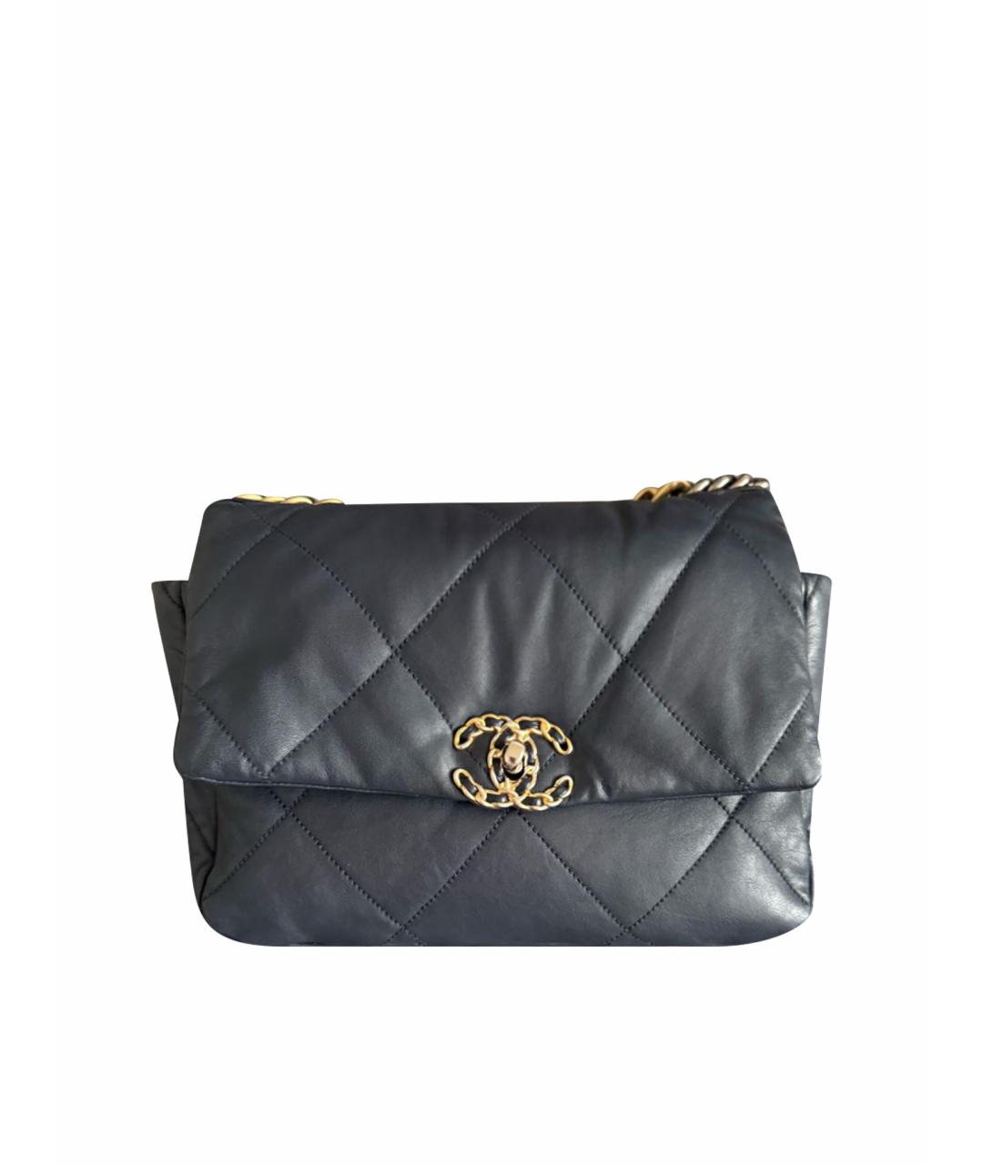 CHANEL Темно-синяя кожаная сумка через плечо, фото 1