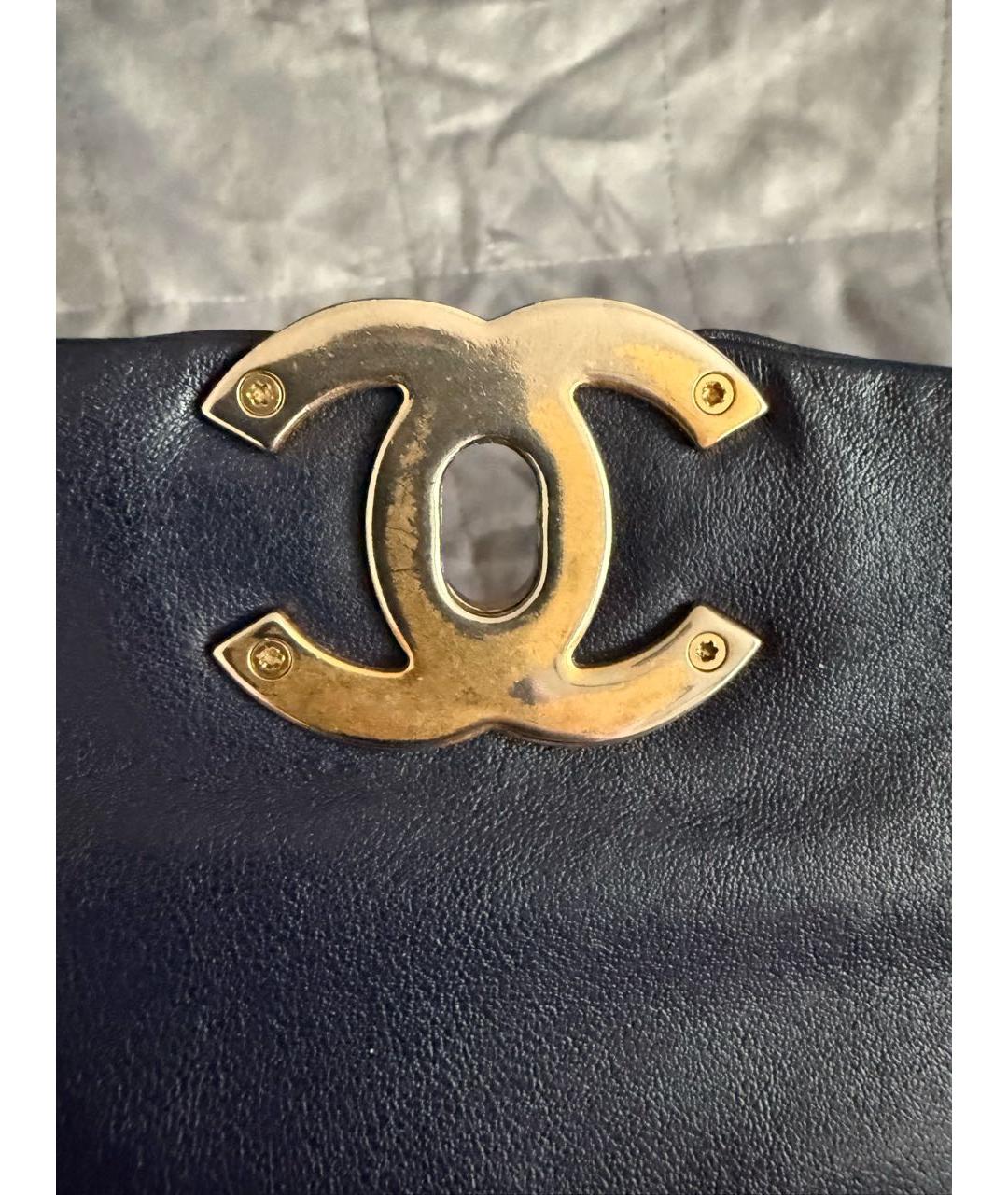 CHANEL Темно-синяя кожаная сумка через плечо, фото 5