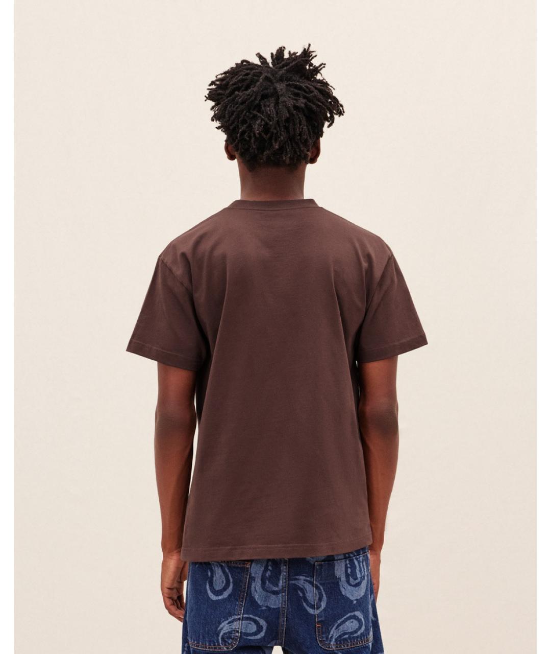 JACQUEMUS Коричневая хлопковая футболка, фото 3