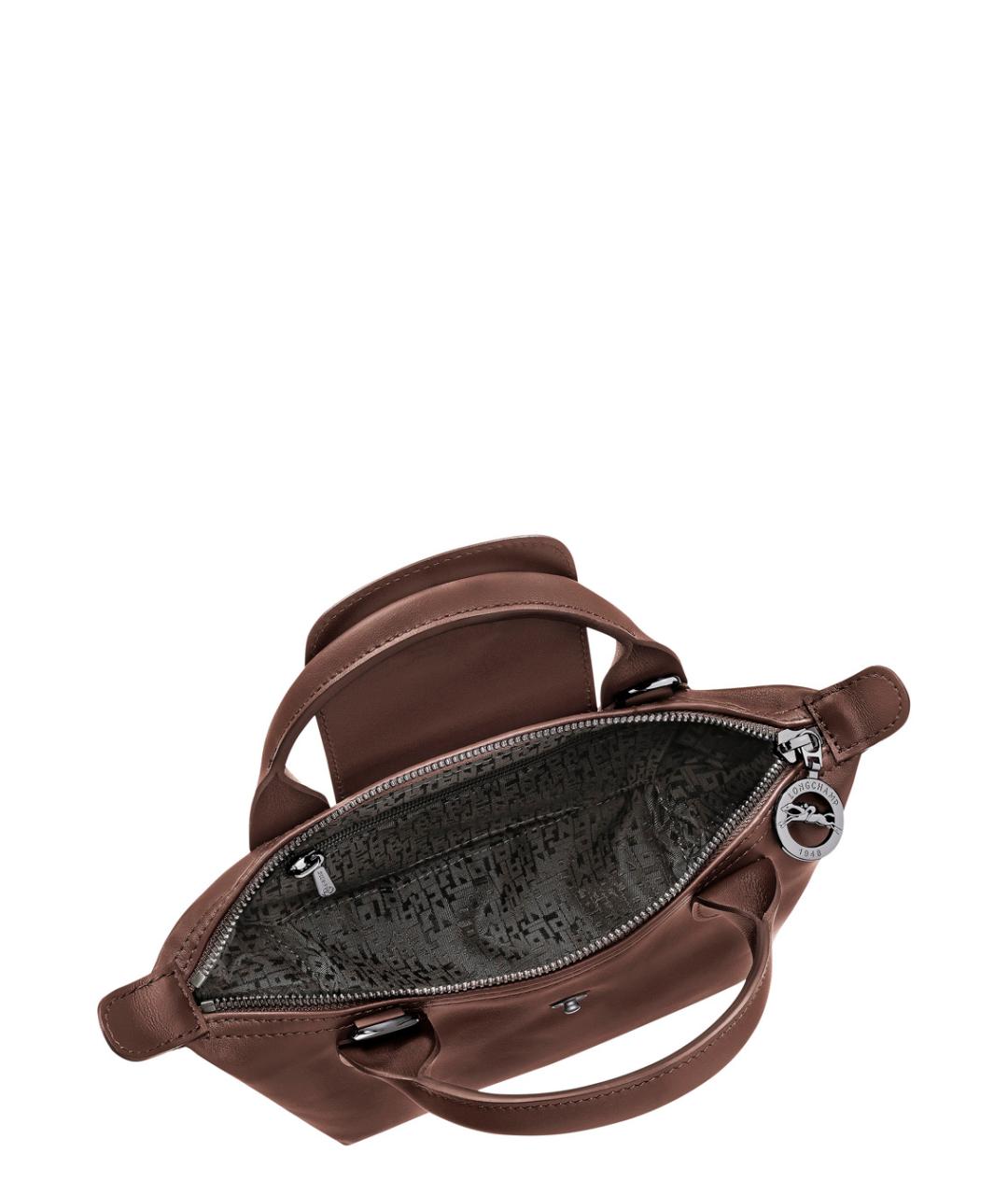LONGCHAMP Коричневая кожаная сумка через плечо, фото 4
