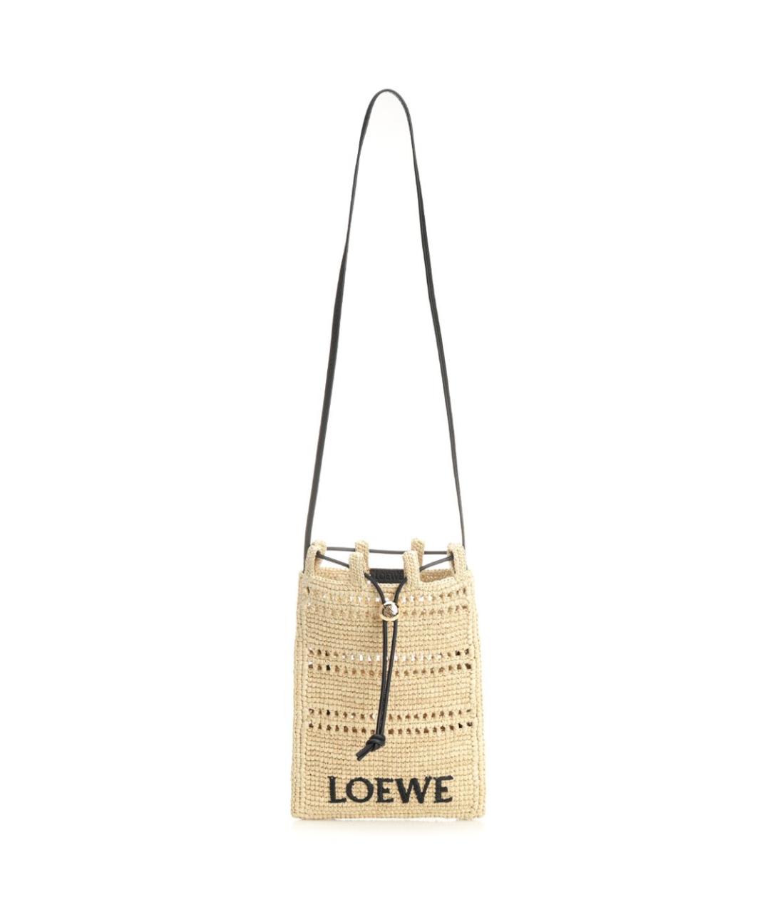 LOEWE Бежевая плетеная сумка через плечо, фото 1