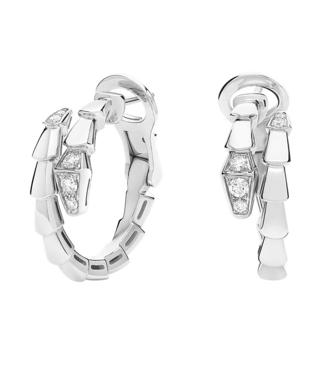 BVLGARI Серебряные серьги из белого золота, фото 1