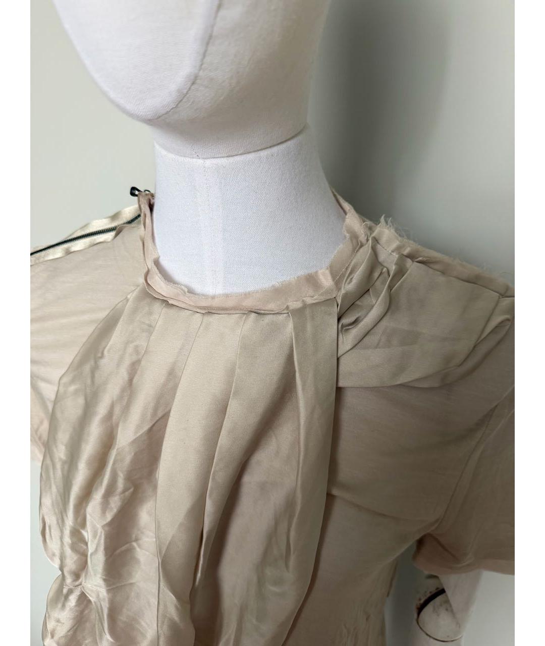 LANVIN Бежевая шелковая футболка, фото 4