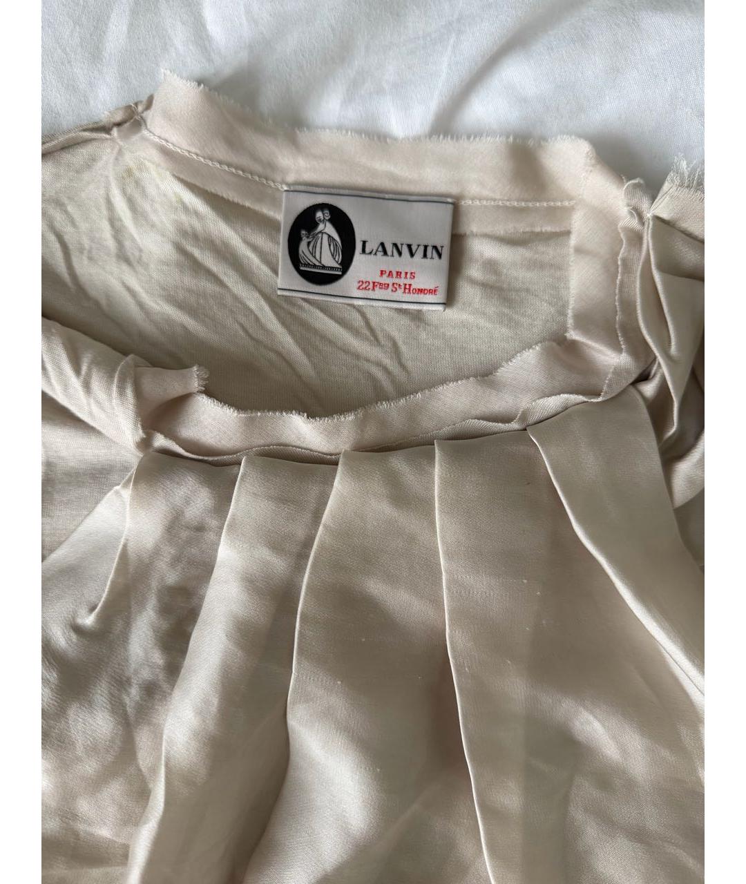 LANVIN Бежевая шелковая футболка, фото 3